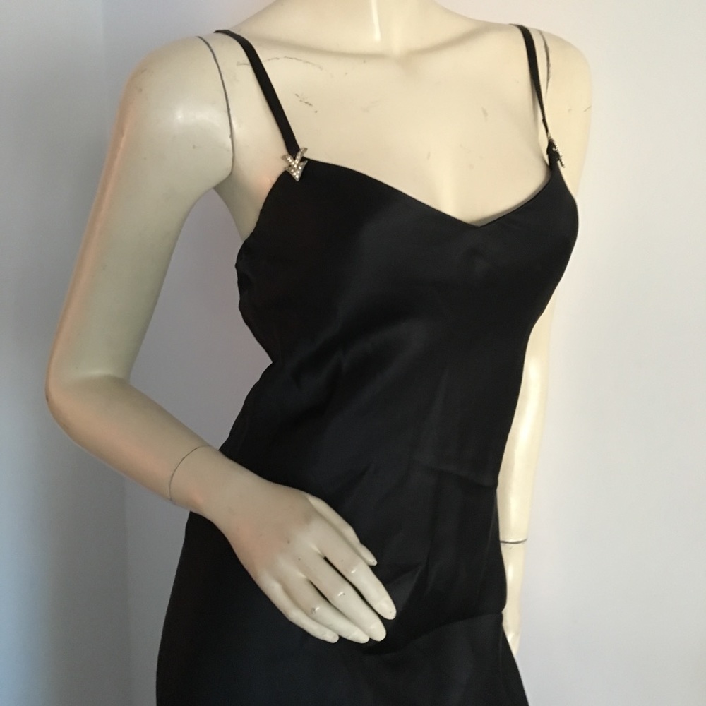 Ralph Lauren black label black silk gown sleeveless formal dress